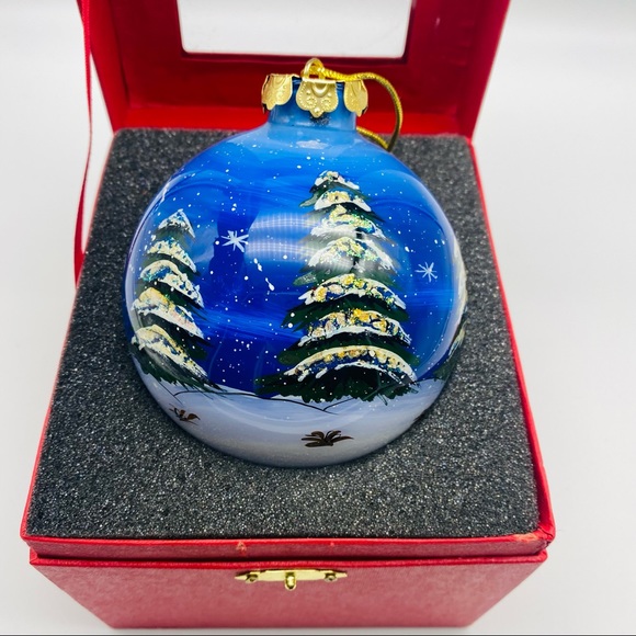 Glass Ball Ornament Santa Claus Reverse Painted Costco with Gift Box - Picture 3 of 8